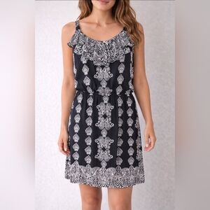 Elegant Black and White Patterned Dress